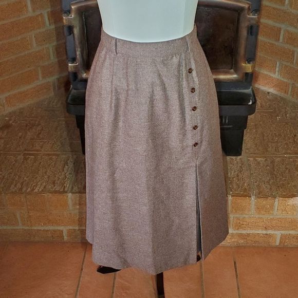 Vintage Light Brown Wool Pencil Skirt, Union Tags Made in USA - Picture 1 of 4